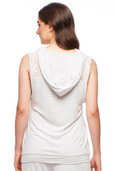 Sleeveless Hoodie with Allover Lace Insert
