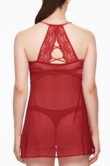 Velvet Crush Mesh & Lace Babydoll Set